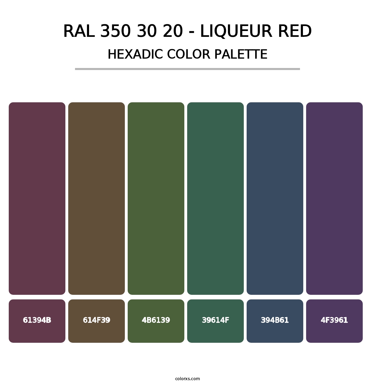 RAL 350 30 20 - Liqueur Red - Hexadic Color Palette