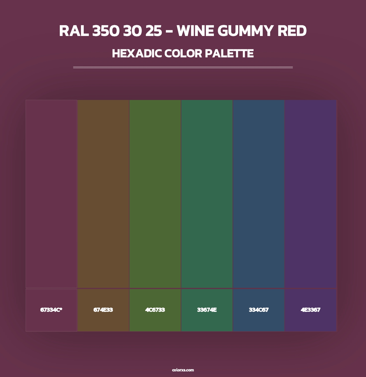 RAL 350 30 25 - Wine Gummy Red - Hexadic Color Palette