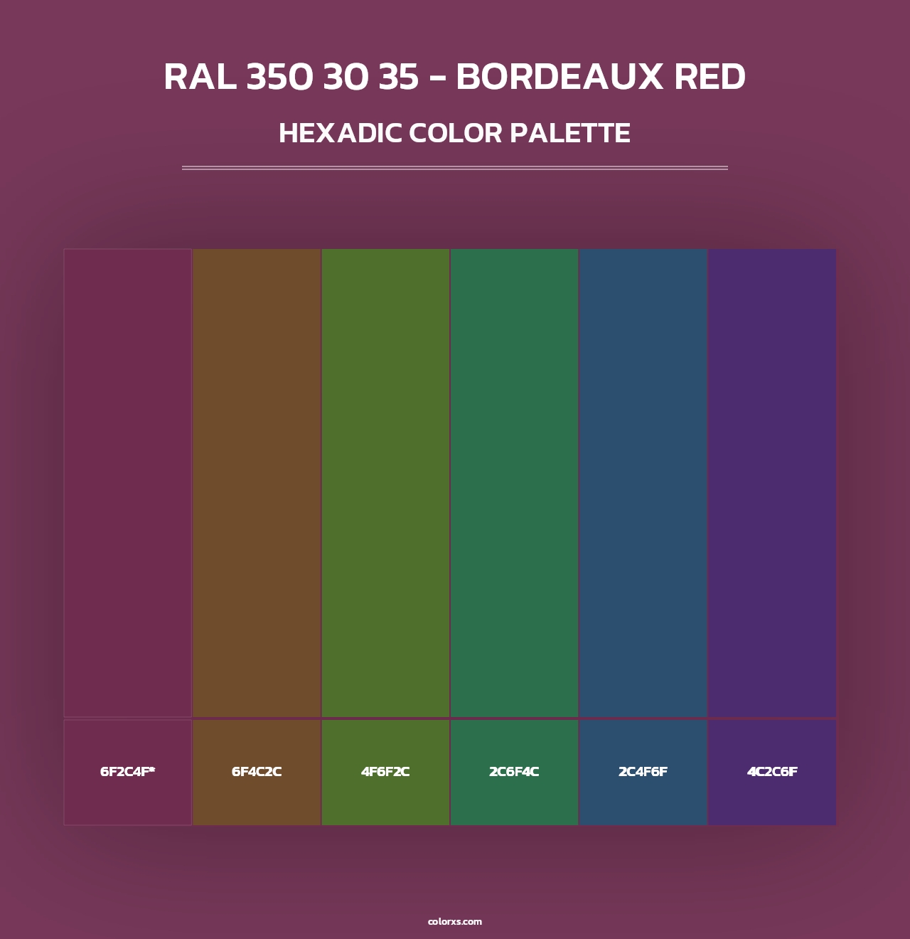 RAL 350 30 35 - Bordeaux Red - Hexadic Color Palette