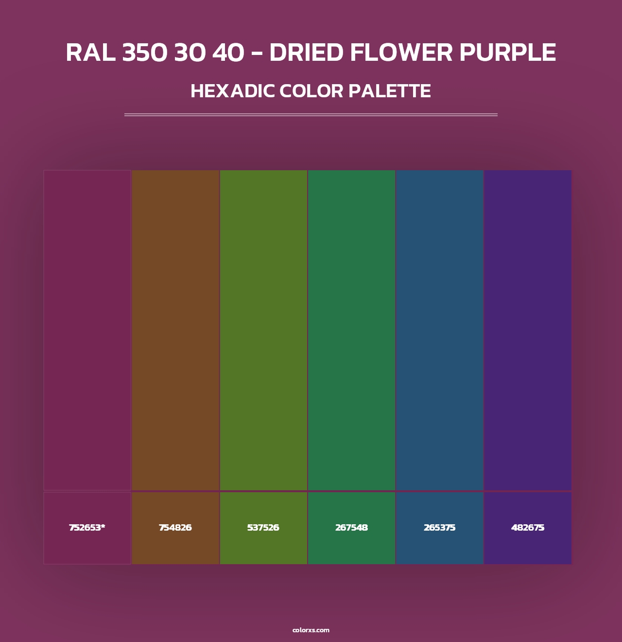 RAL 350 30 40 - Dried Flower Purple - Hexadic Color Palette