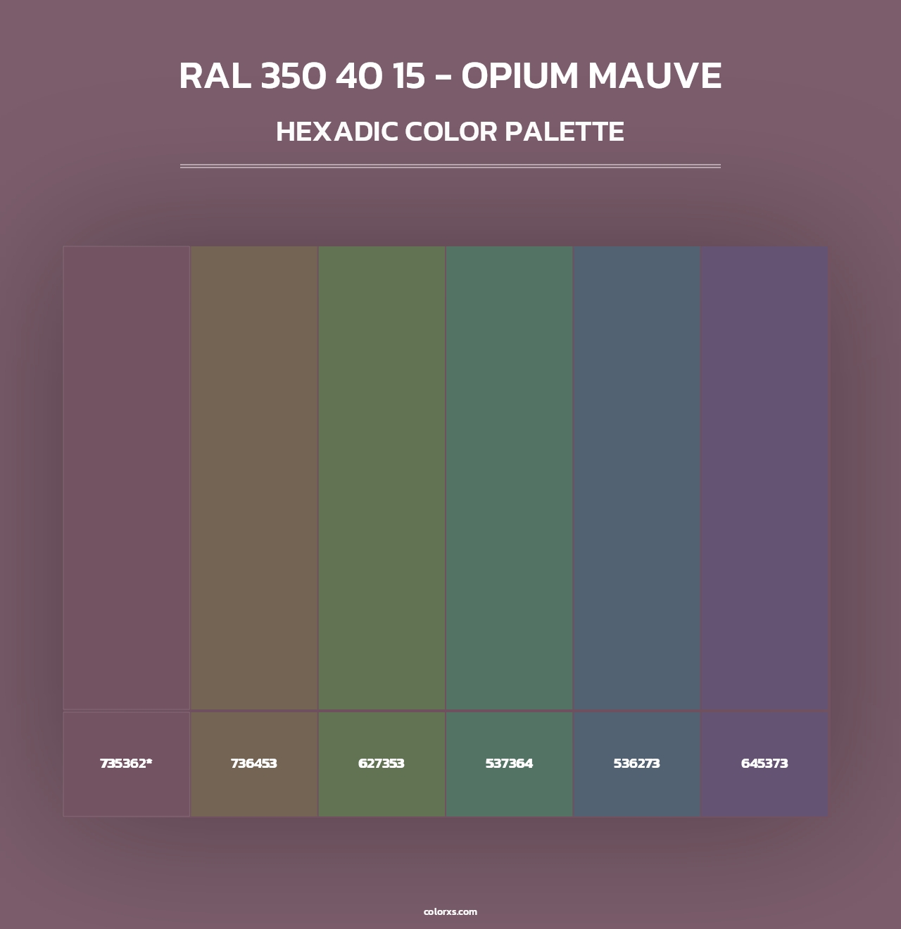 RAL 350 40 15 - Opium Mauve - Hexadic Color Palette