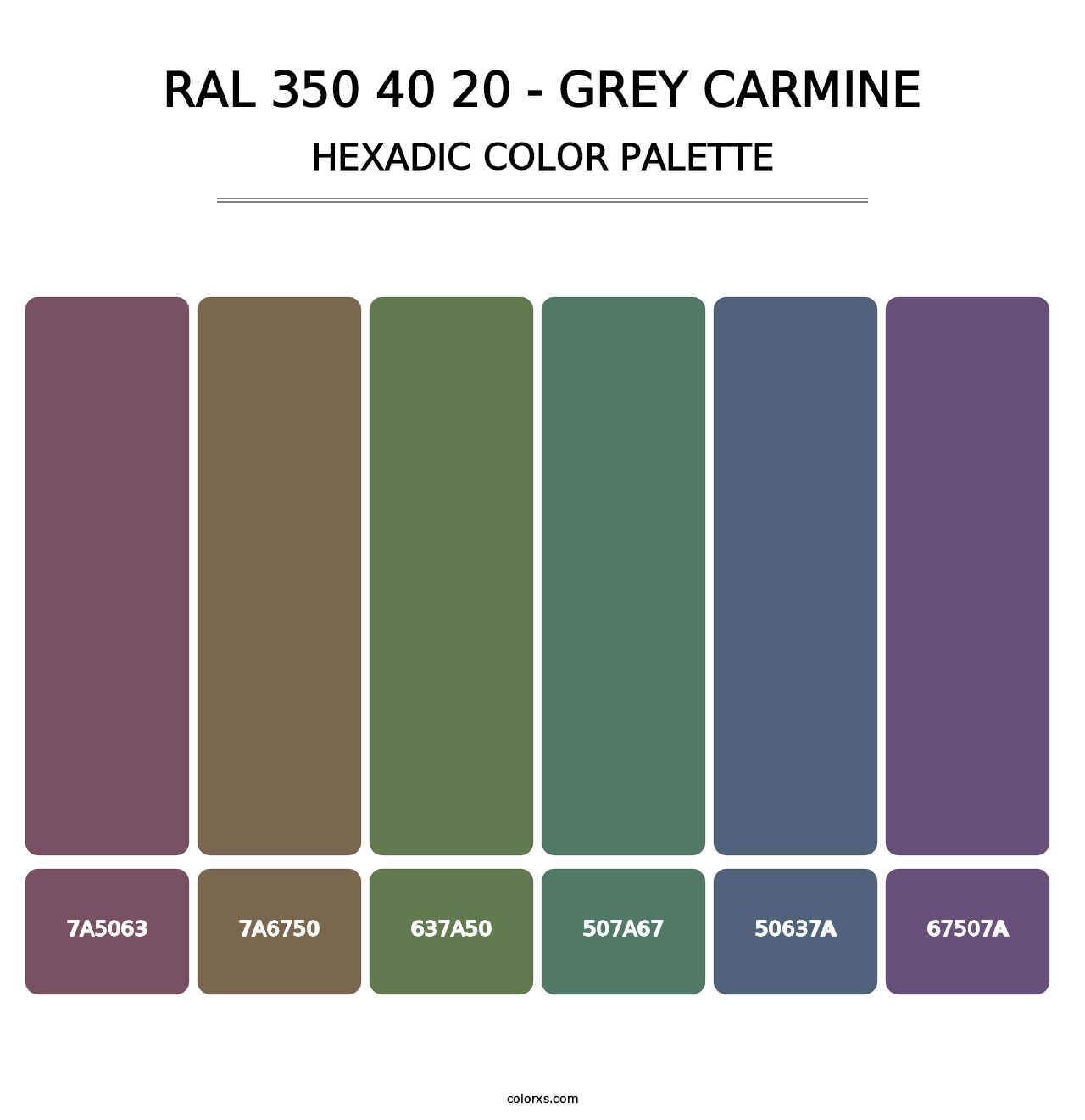 RAL 350 40 20 - Grey Carmine - Hexadic Color Palette