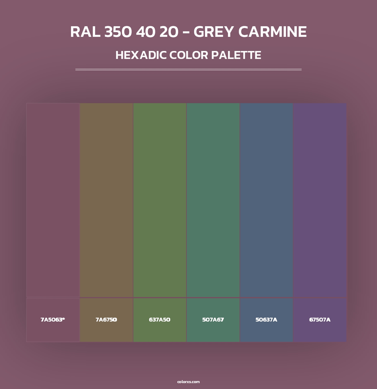 RAL 350 40 20 - Grey Carmine - Hexadic Color Palette