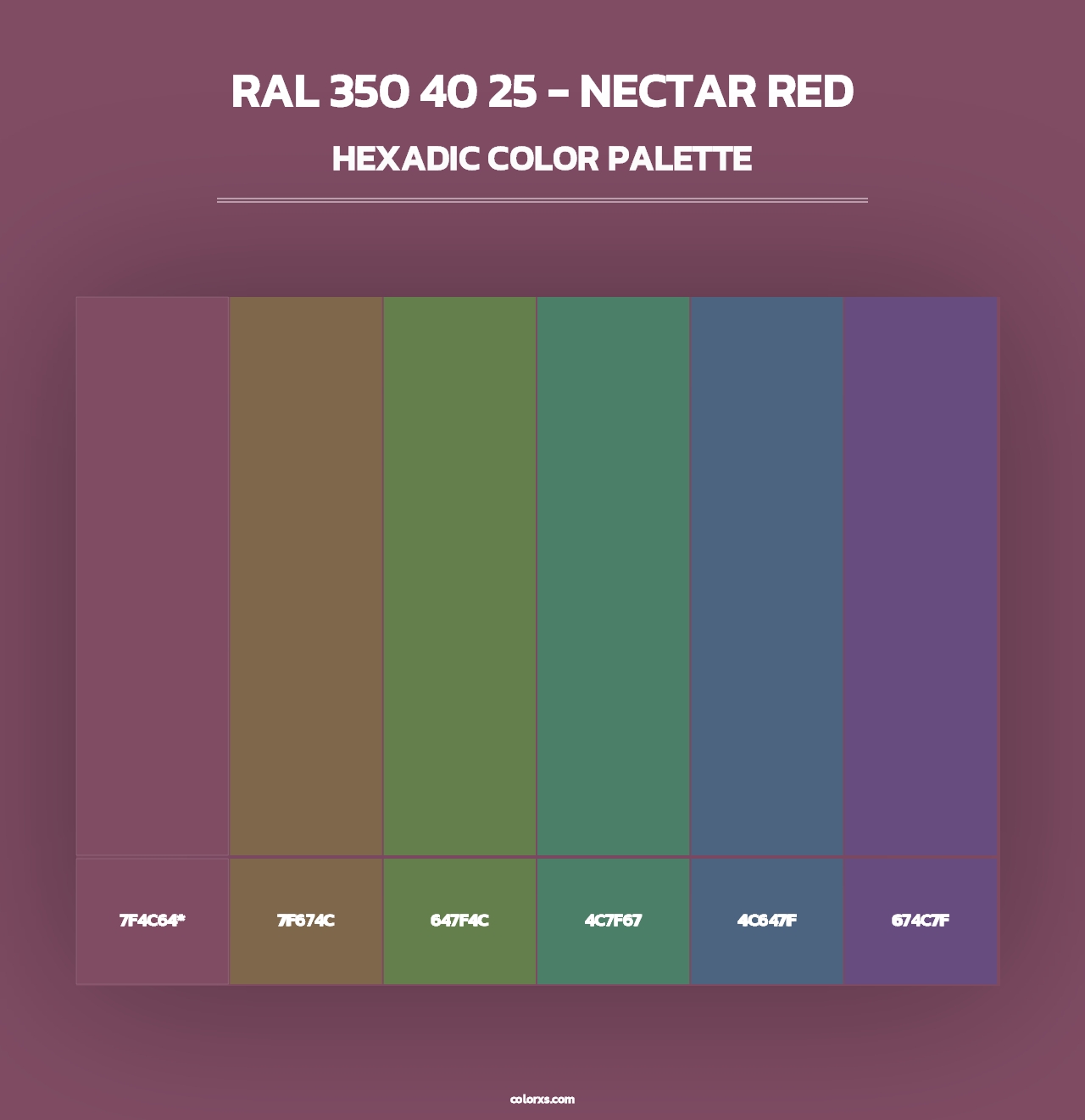 RAL 350 40 25 - Nectar Red - Hexadic Color Palette