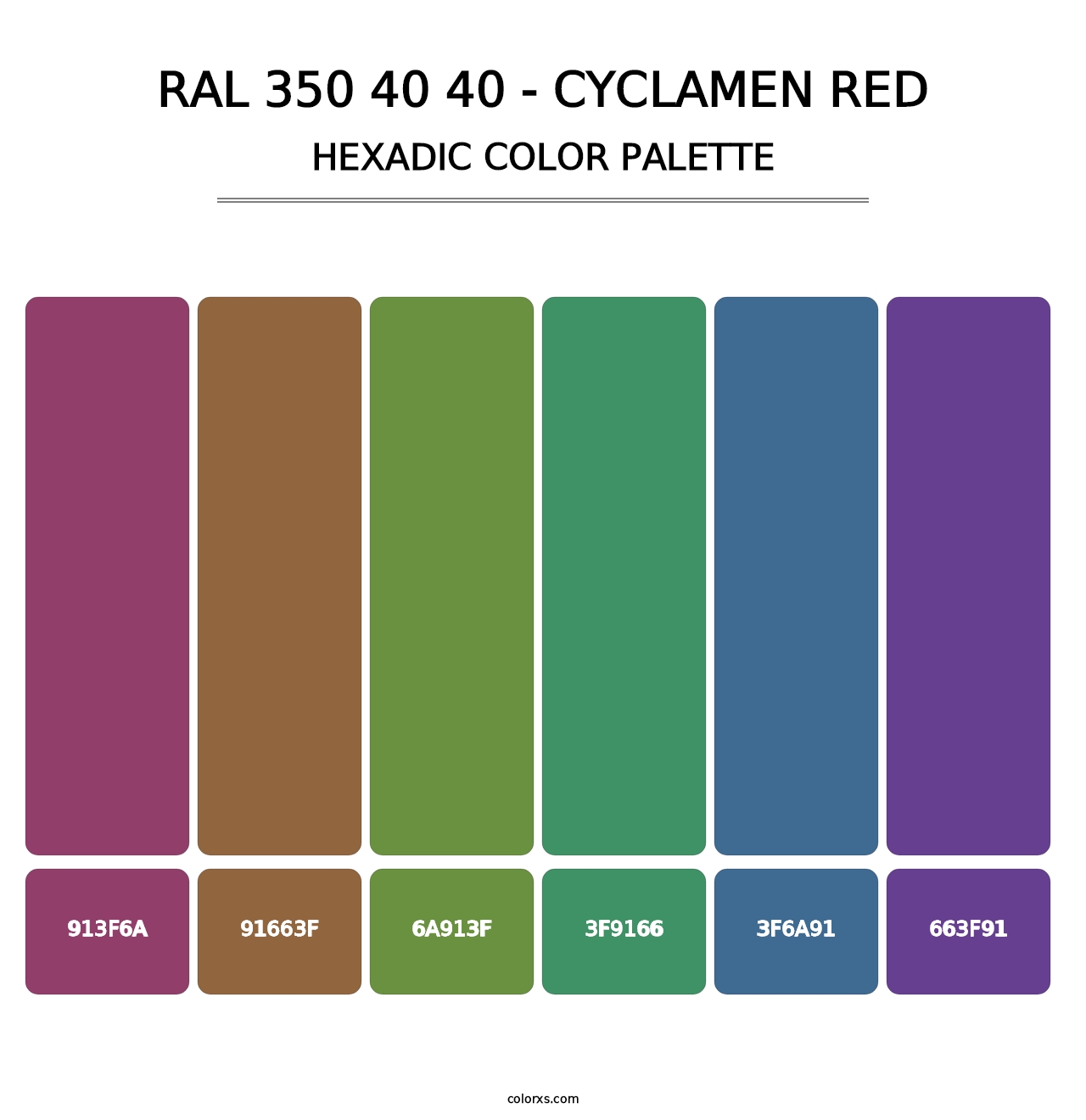 RAL 350 40 40 - Cyclamen Red - Hexadic Color Palette