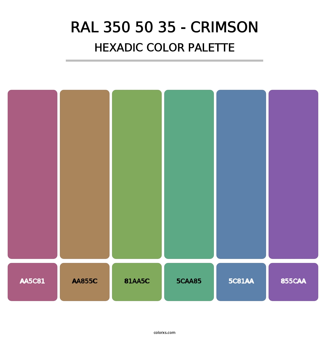 RAL 350 50 35 - Crimson - Hexadic Color Palette