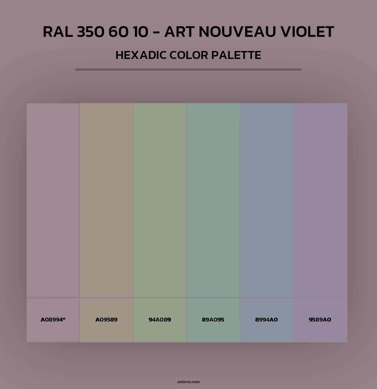 RAL 350 60 10 - Art Nouveau Violet - Hexadic Color Palette