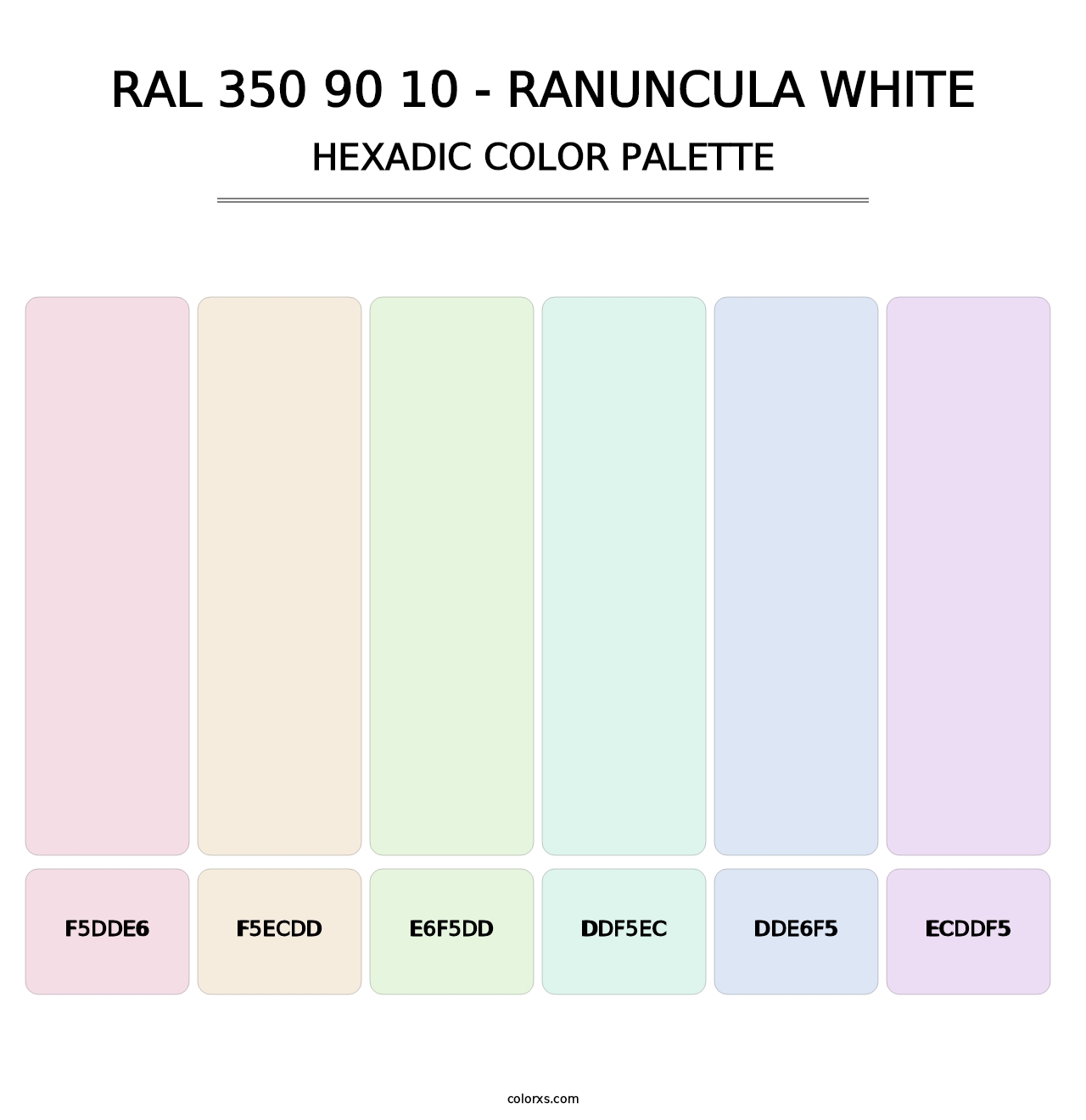 RAL 350 90 10 - Ranuncula White - Hexadic Color Palette