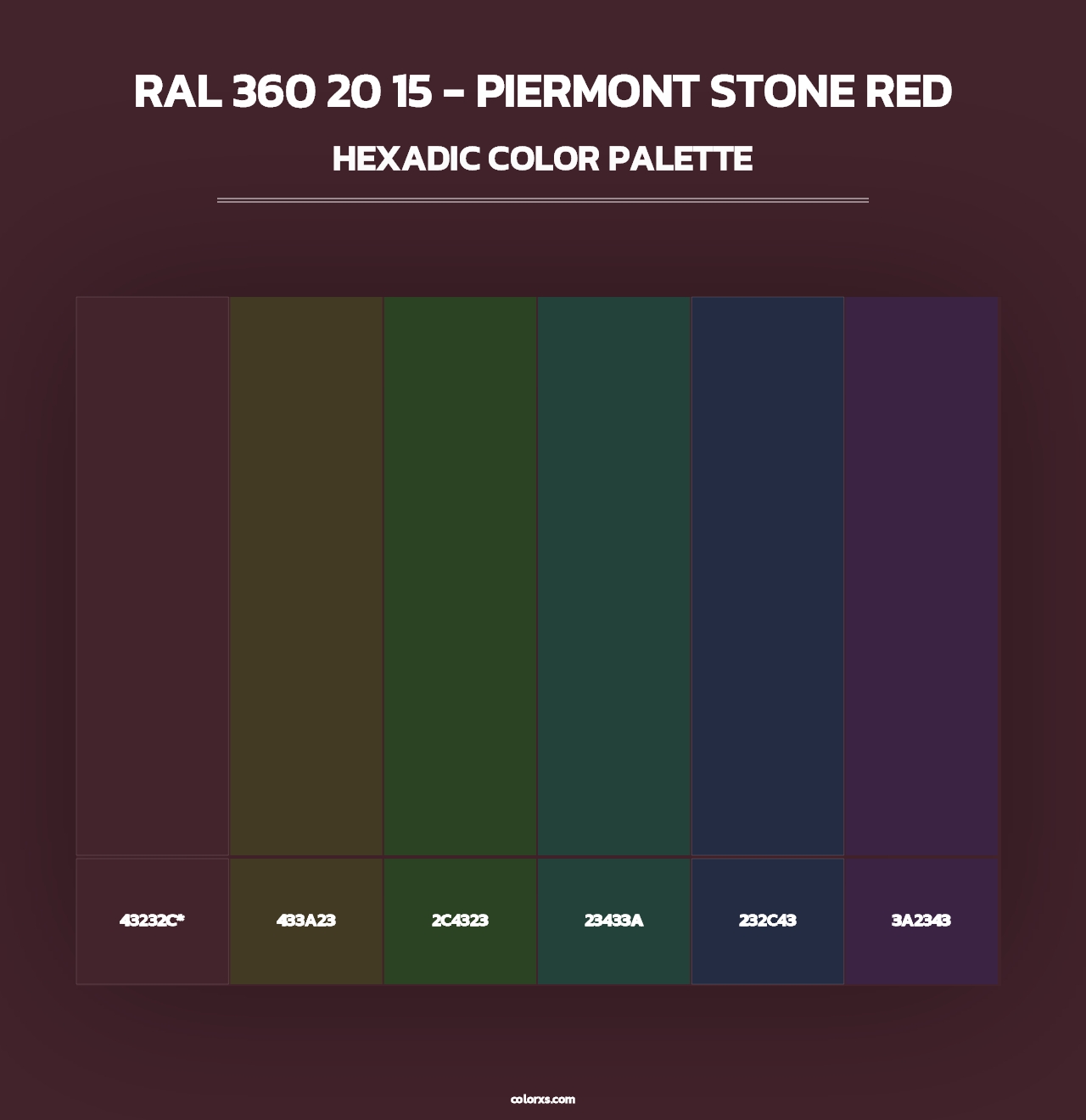 RAL 360 20 15 - Piermont Stone Red - Hexadic Color Palette