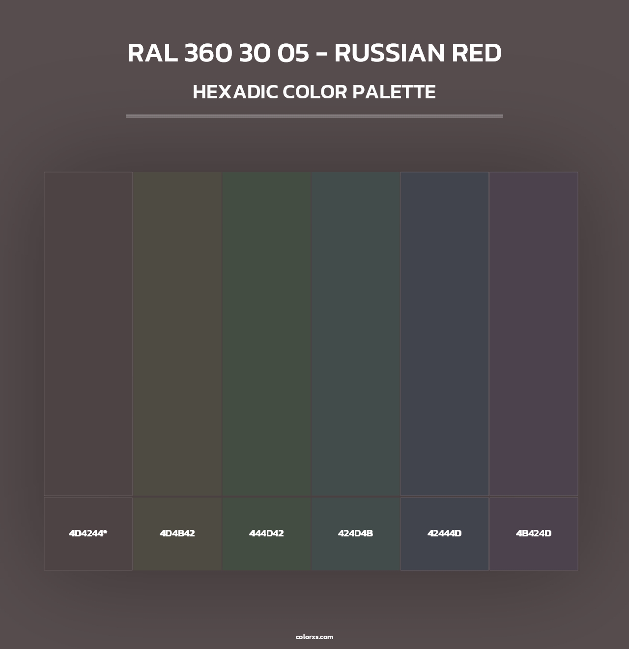RAL 360 30 05 - Russian Red - Hexadic Color Palette