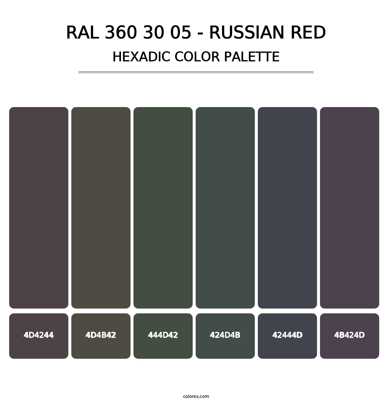 RAL 360 30 05 - Russian Red - Hexadic Color Palette