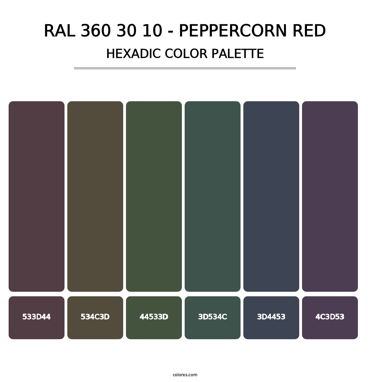 RAL 360 30 10 - Peppercorn Red - Hexadic Color Palette