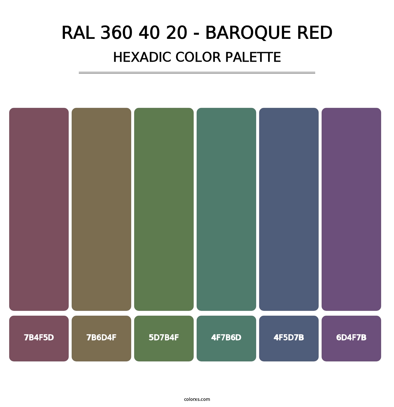 RAL 360 40 20 - Baroque Red - Hexadic Color Palette