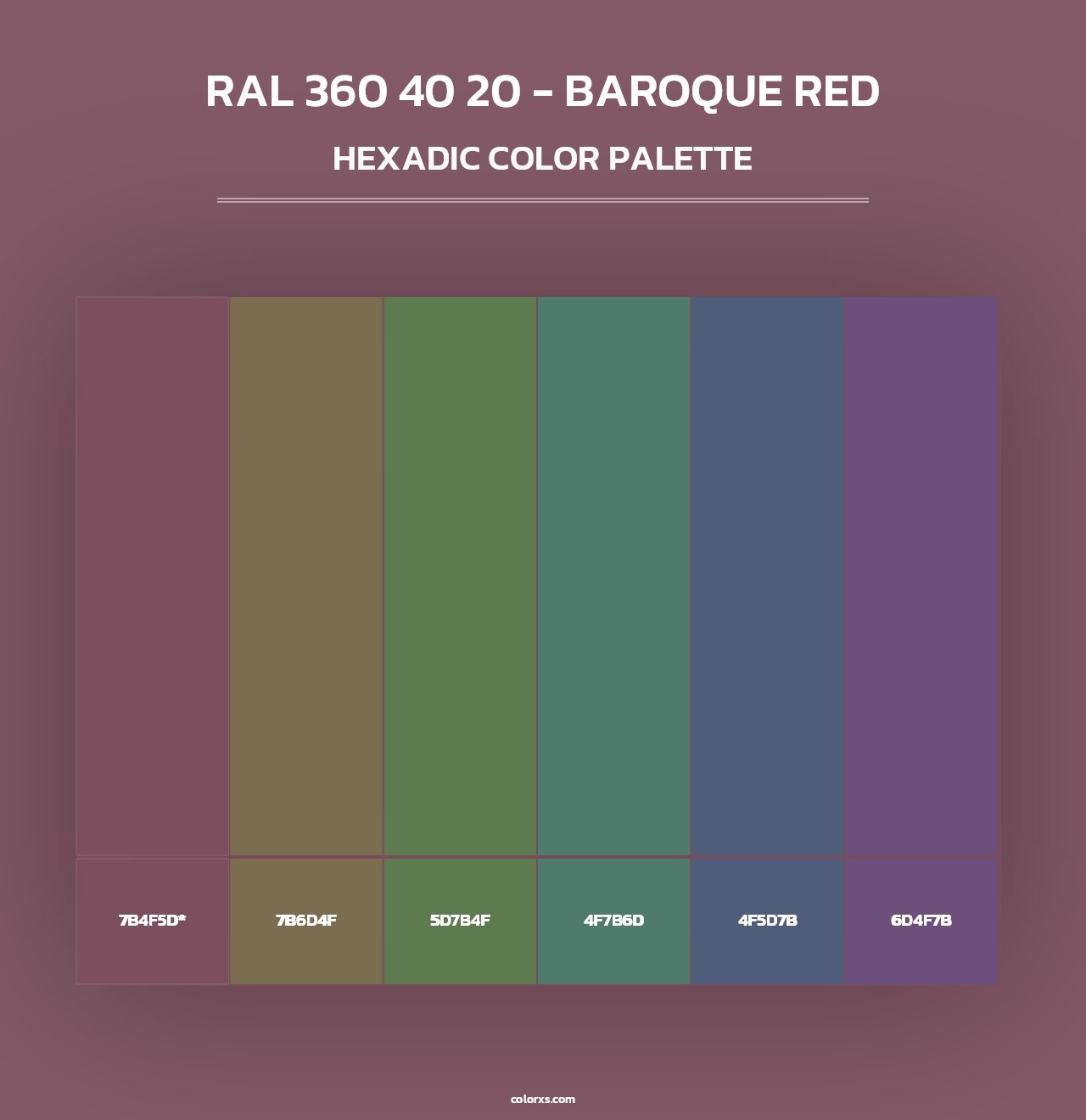 RAL 360 40 20 - Baroque Red - Hexadic Color Palette
