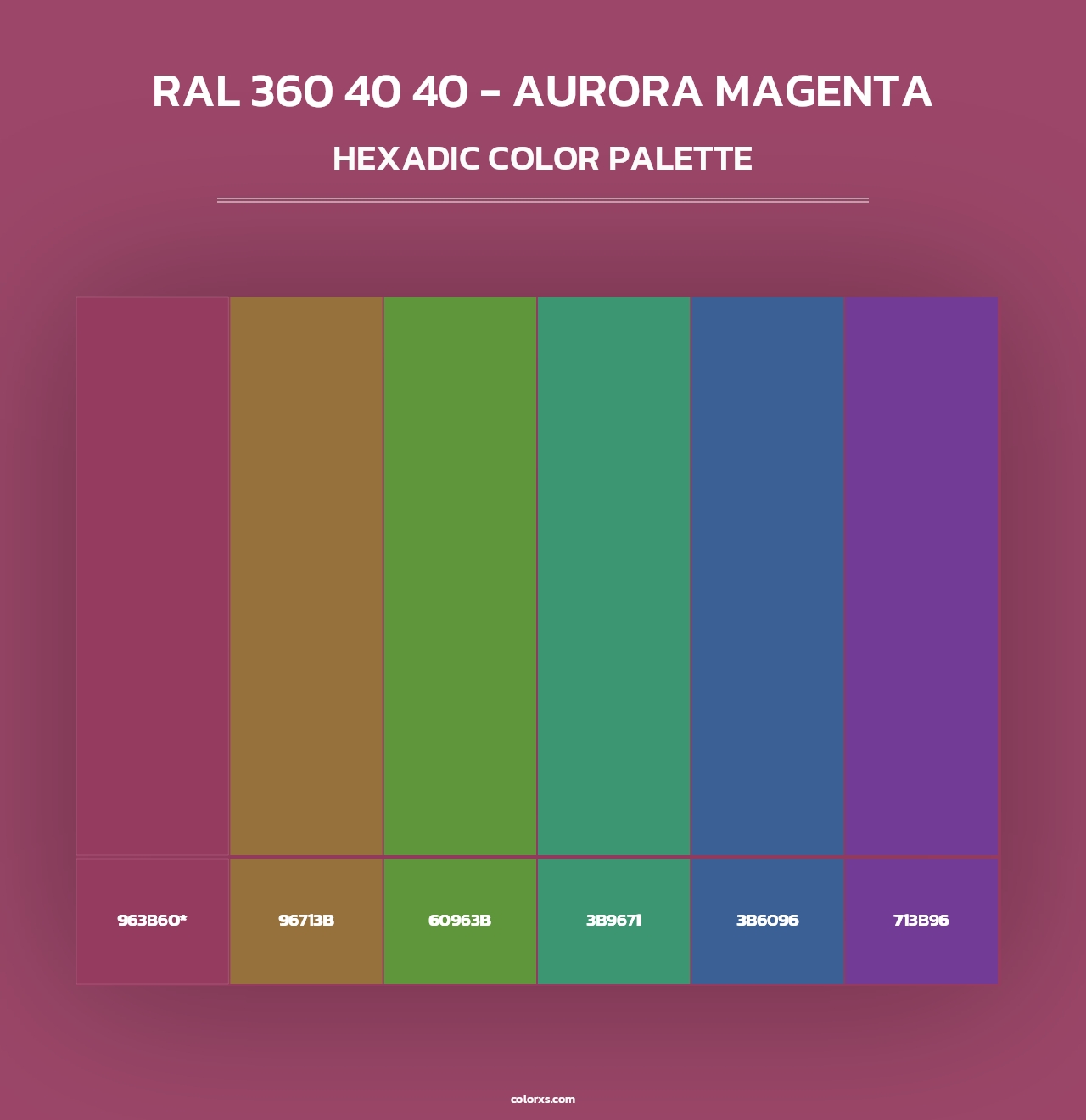 RAL 360 40 40 - Aurora Magenta - Hexadic Color Palette