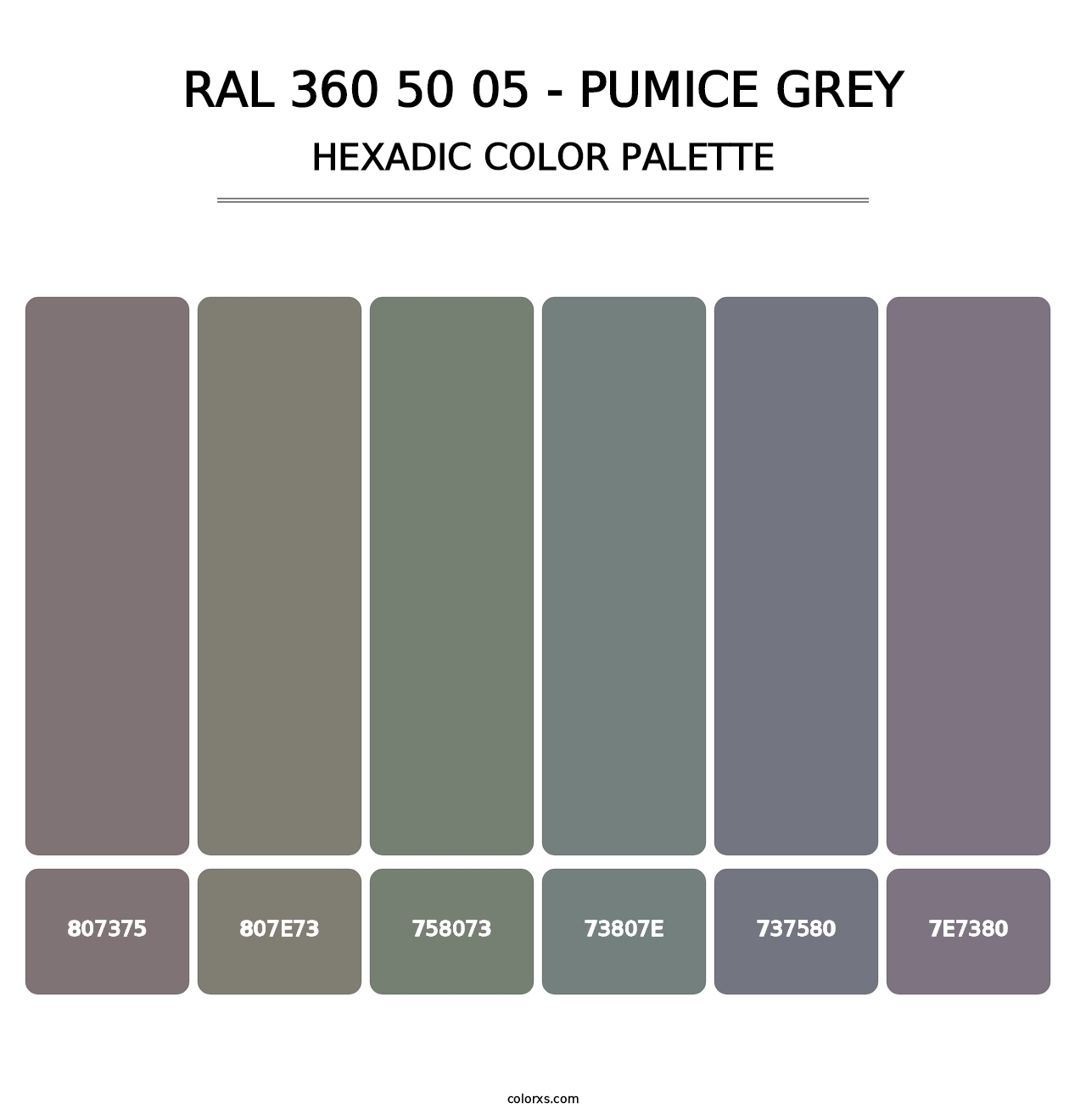 RAL 360 50 05 - Pumice Grey - Hexadic Color Palette