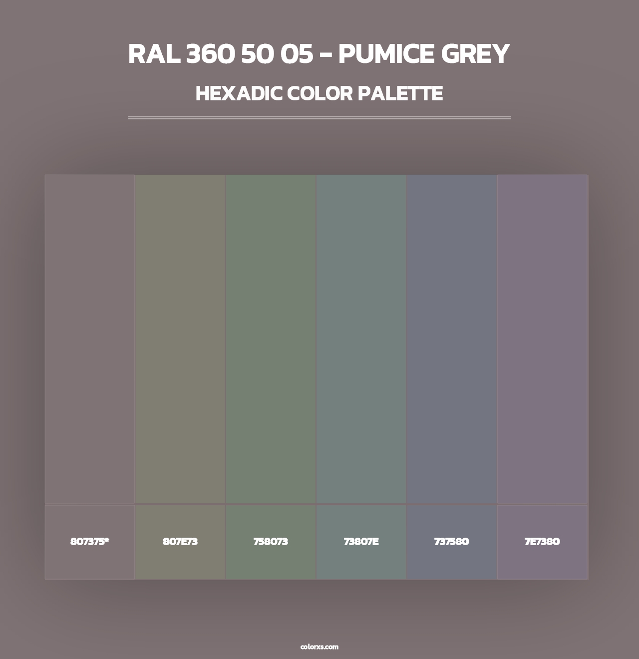 RAL 360 50 05 - Pumice Grey - Hexadic Color Palette