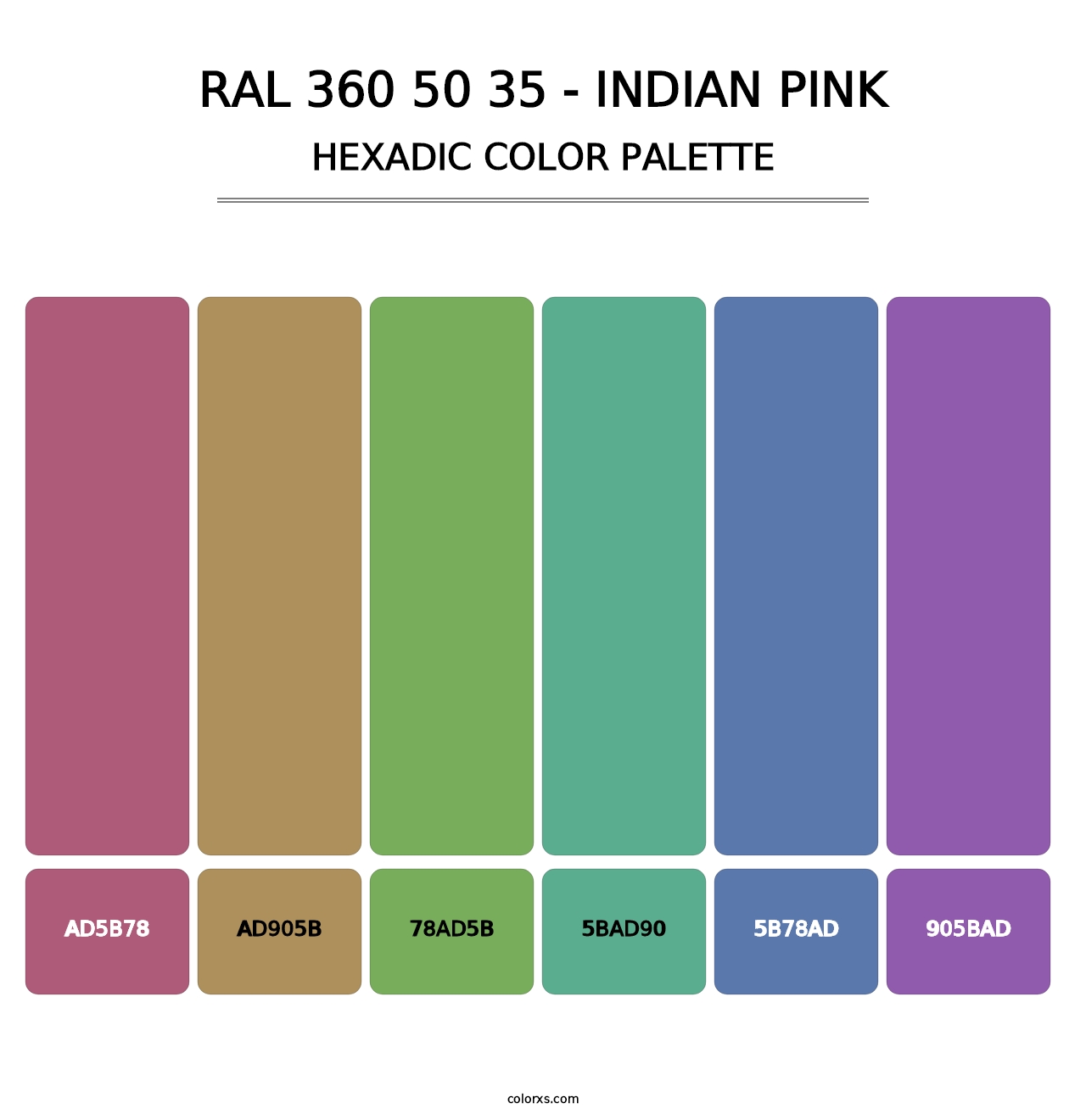 RAL 360 50 35 - Indian Pink - Hexadic Color Palette