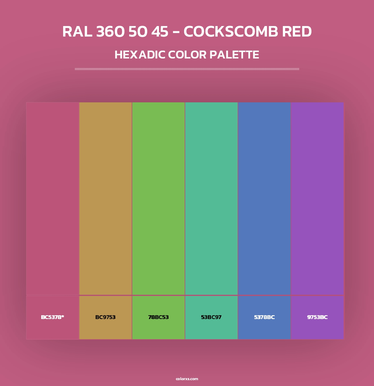 RAL 360 50 45 - Cockscomb Red - Hexadic Color Palette