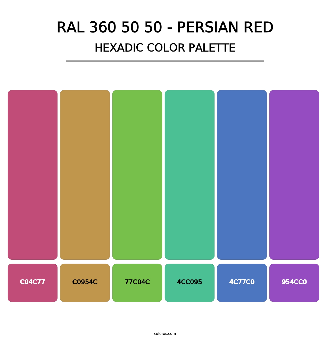 RAL 360 50 50 - Persian Red - Hexadic Color Palette