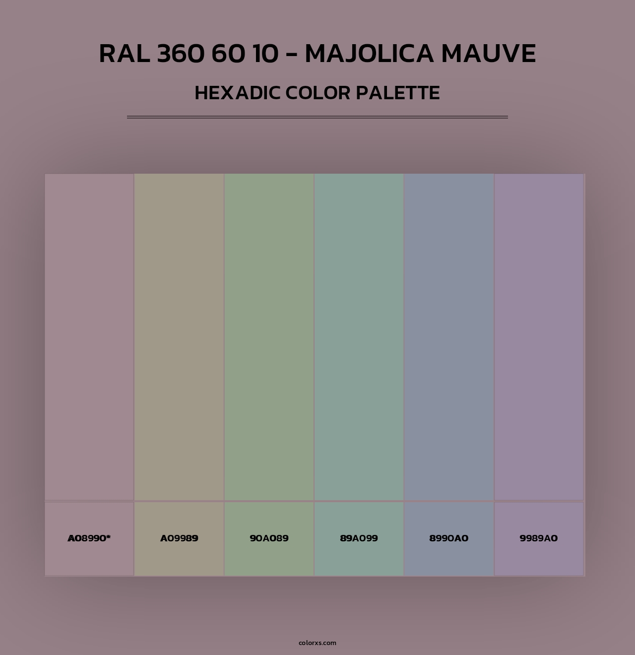 RAL 360 60 10 - Majolica Mauve - Hexadic Color Palette