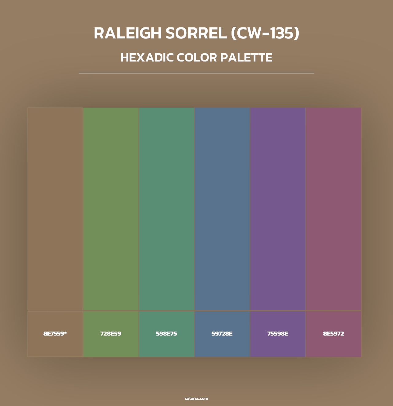 Raleigh Sorrel (CW-135) - Hexadic Color Palette