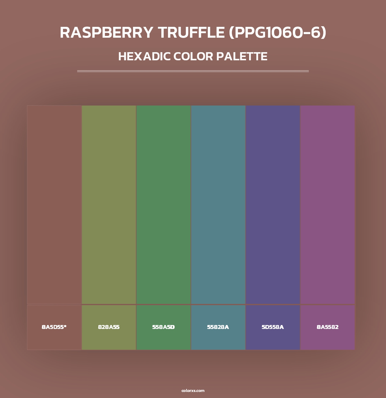 Raspberry Truffle (PPG1060-6) - Hexadic Color Palette