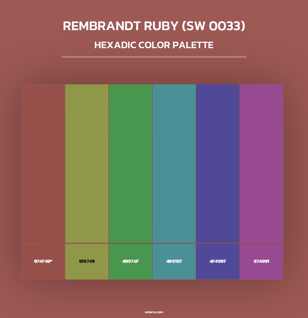 Rembrandt Ruby (SW 0033) - Hexadic Color Palette