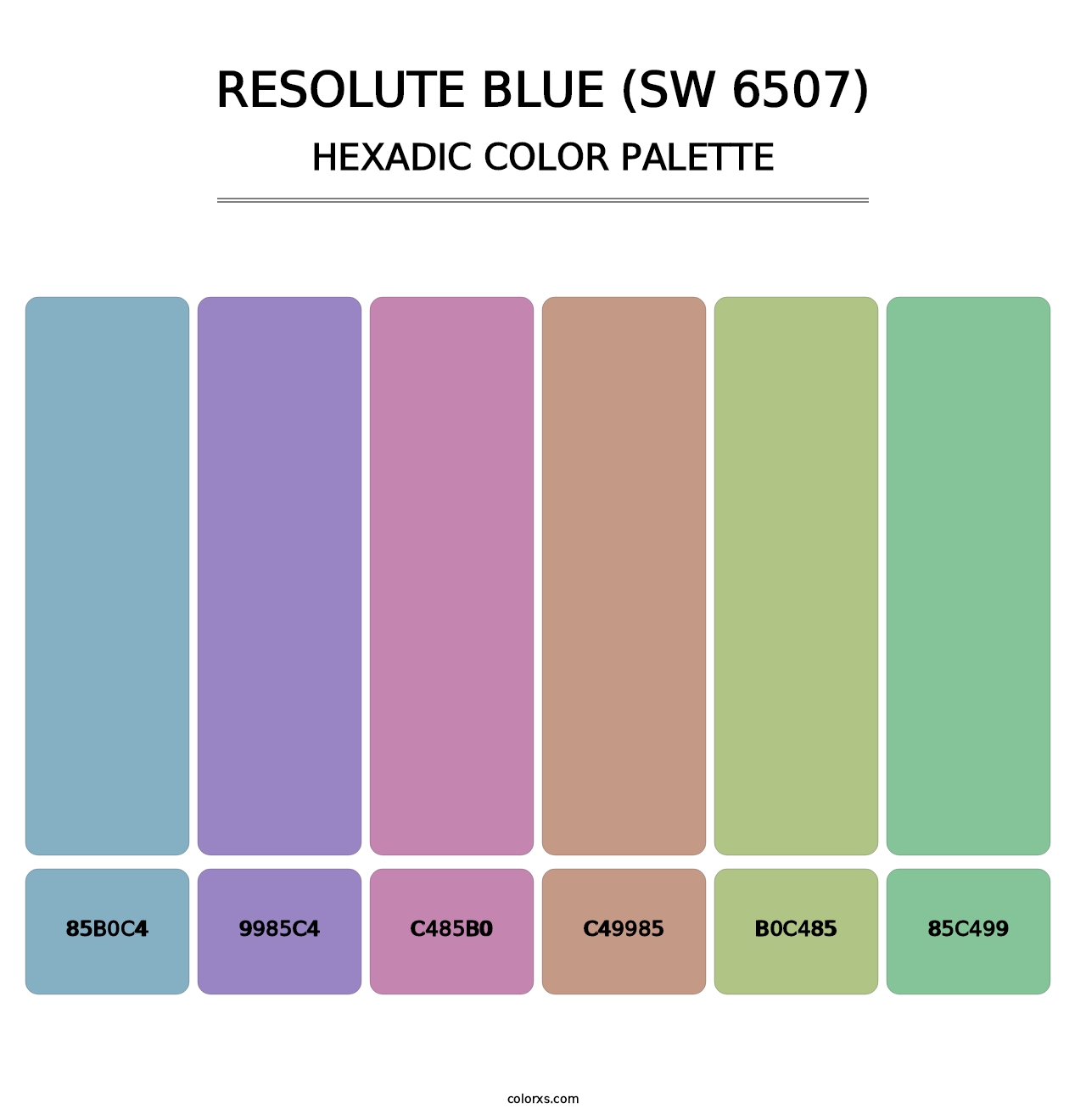 Resolute Blue (SW 6507) - Hexadic Color Palette