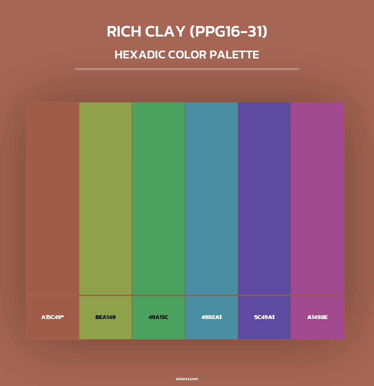 Rich Clay (PPG16-31) - Hexadic Color Palette