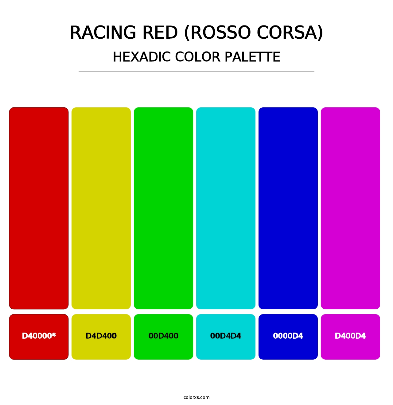 Racing Red (Rosso Corsa) - Hexadic Color Palette
