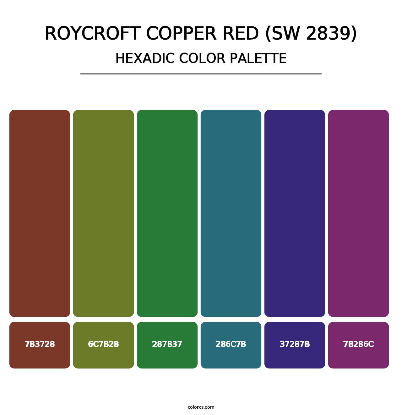 Roycroft Copper Red (SW 2839) - Hexadic Color Palette