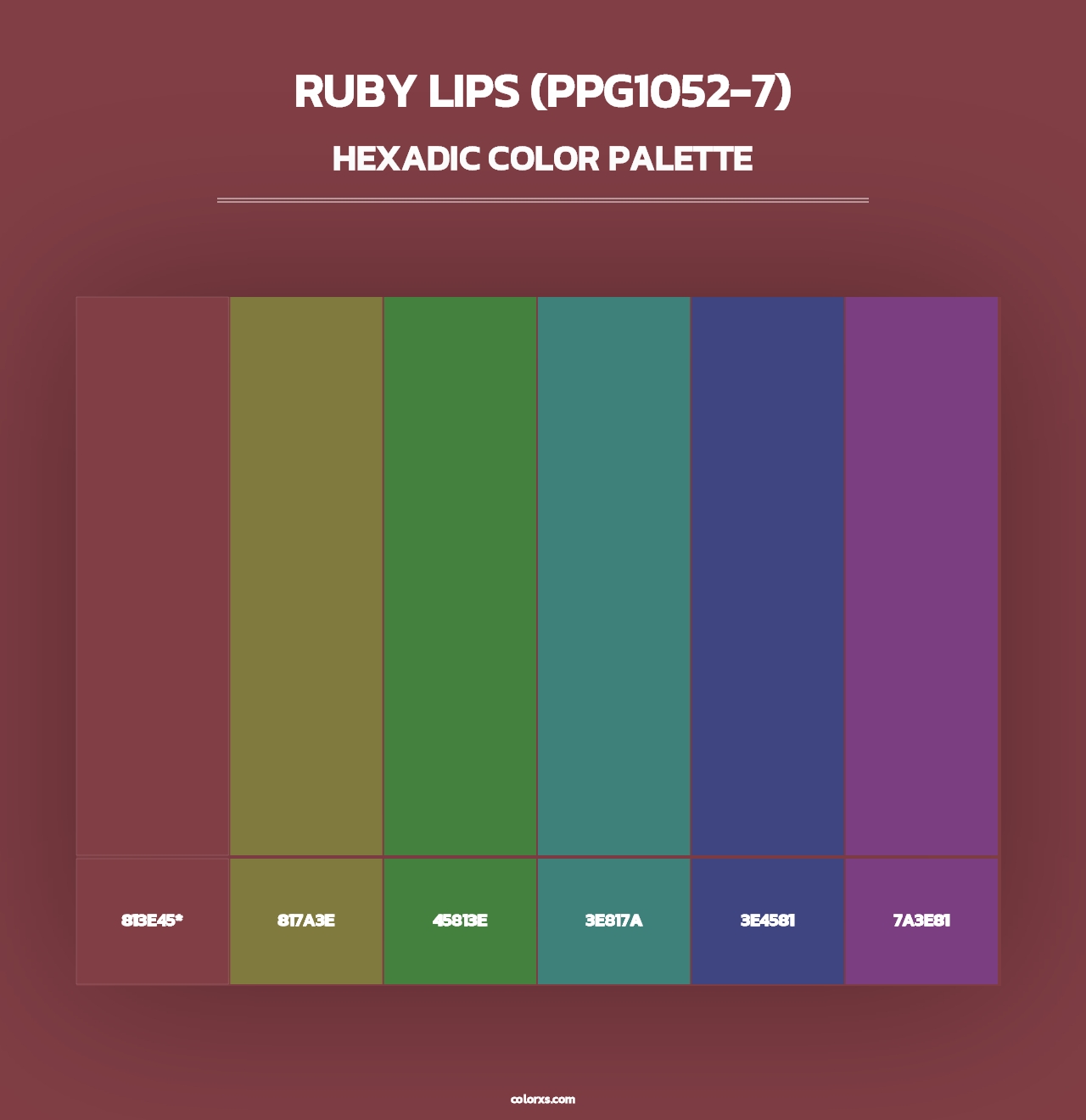 Ruby Lips (PPG1052-7) - Hexadic Color Palette