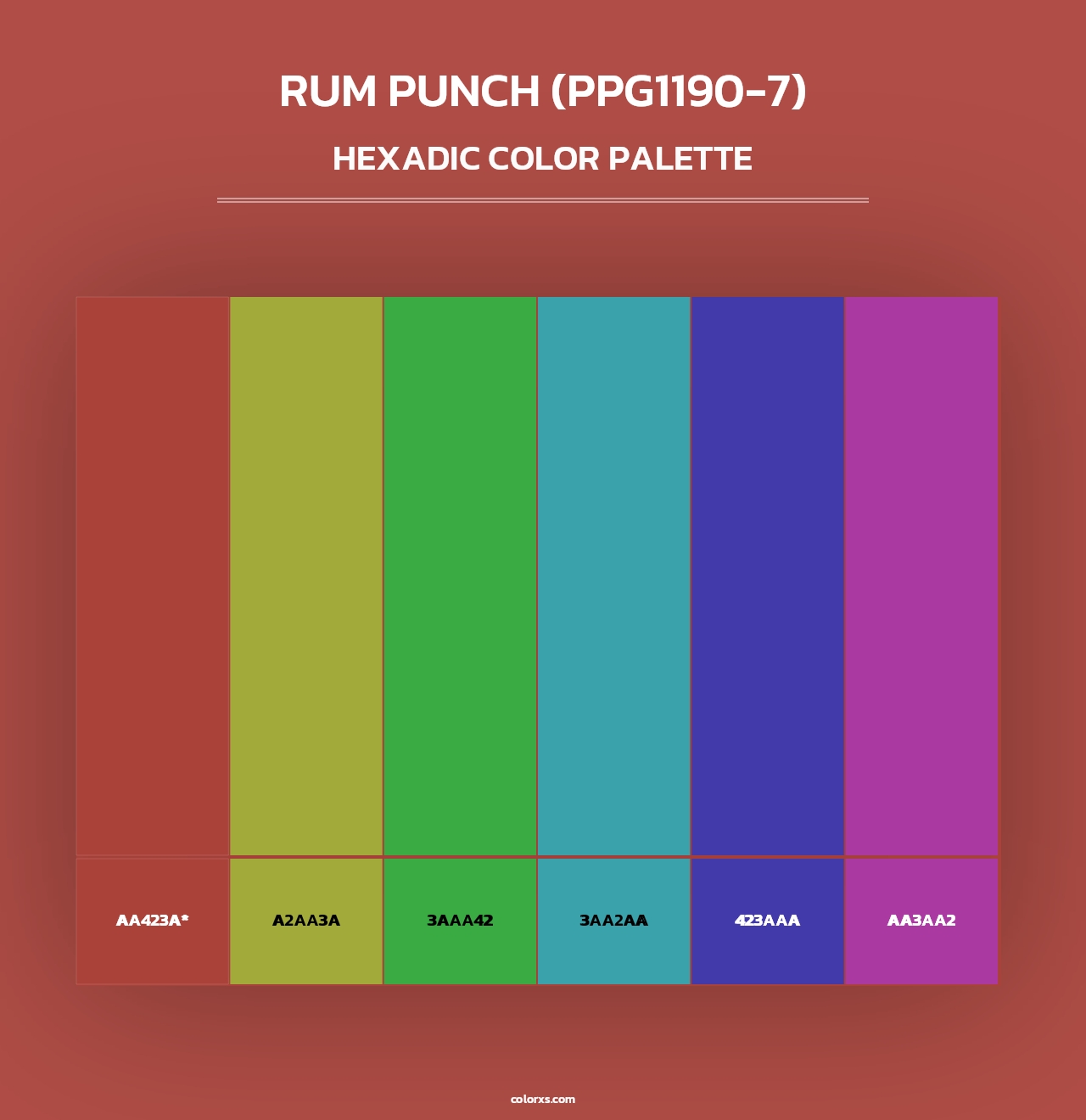 Rum Punch (PPG1190-7) - Hexadic Color Palette