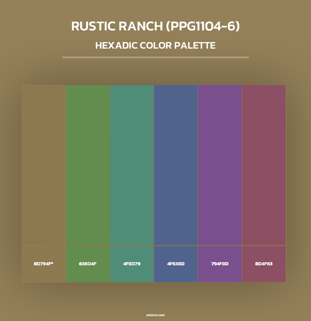 Rustic Ranch (PPG1104-6) - Hexadic Color Palette