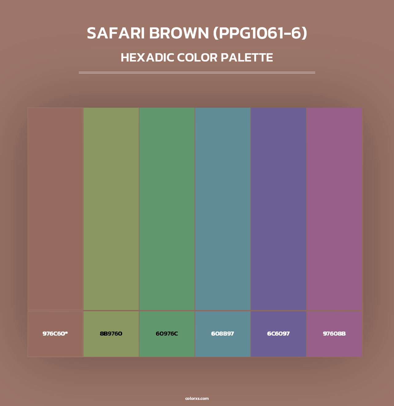 Safari Brown (PPG1061-6) - Hexadic Color Palette