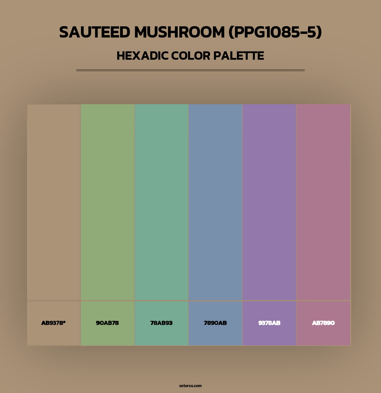 Sauteed Mushroom (PPG1085-5) - Hexadic Color Palette