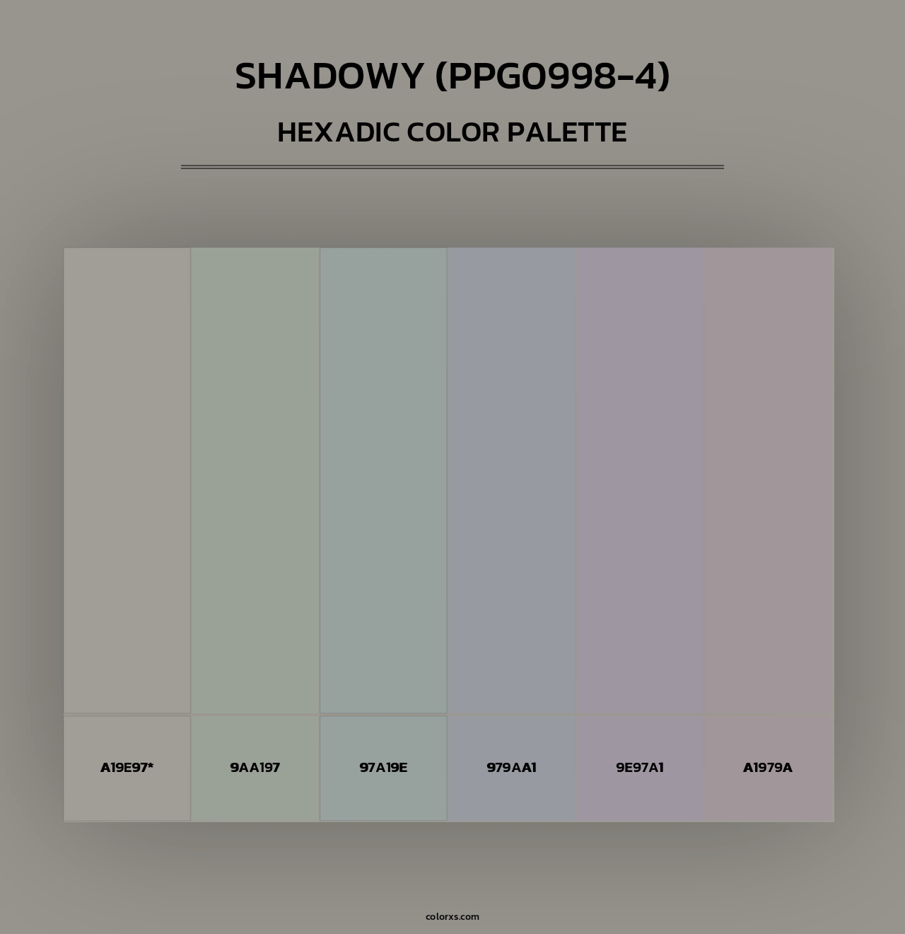 Shadowy (PPG0998-4) - Hexadic Color Palette