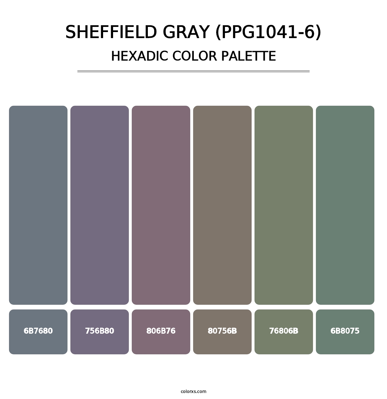 Sheffield Gray (PPG1041-6) - Hexadic Color Palette
