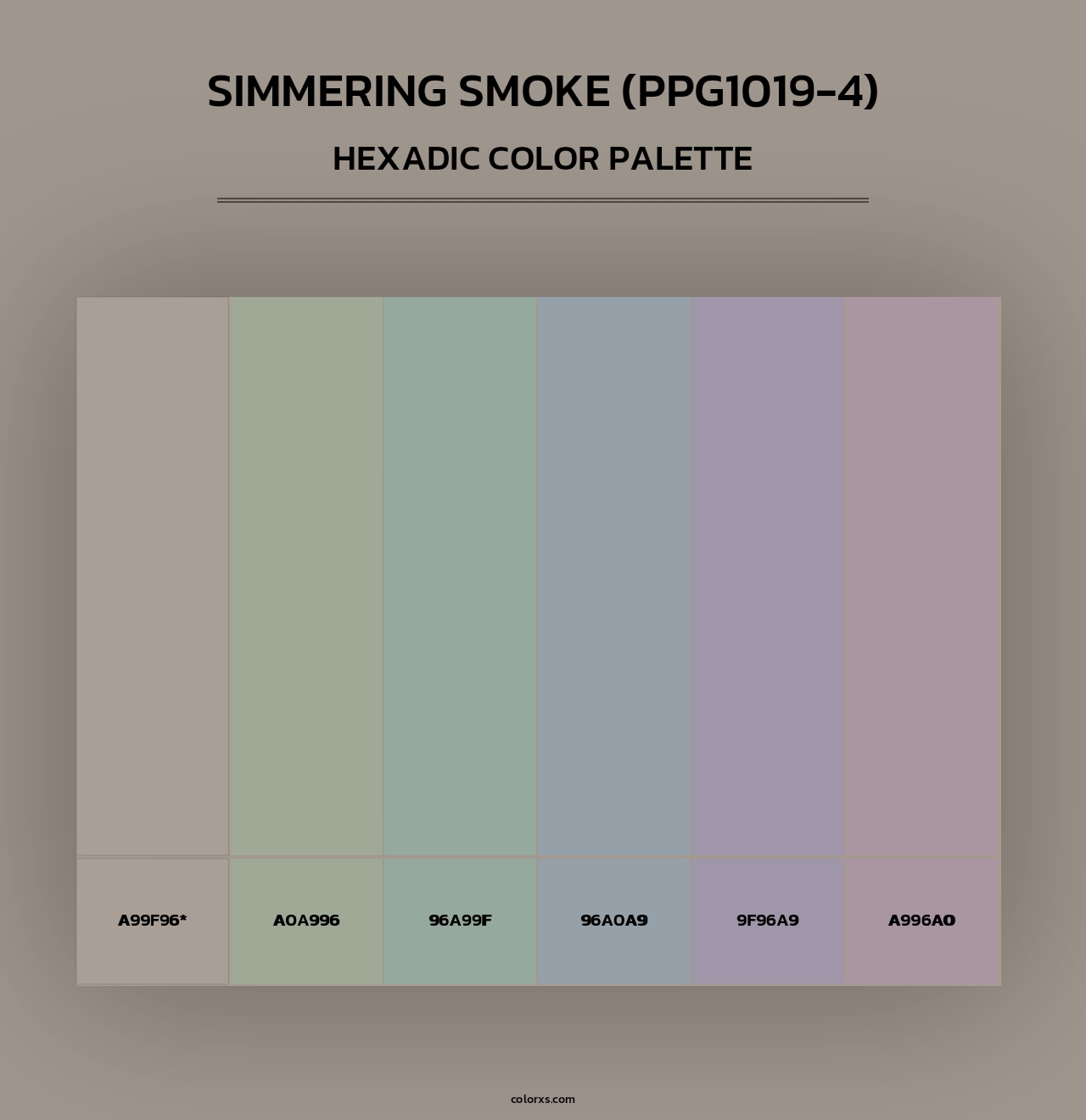 Simmering Smoke (PPG1019-4) - Hexadic Color Palette