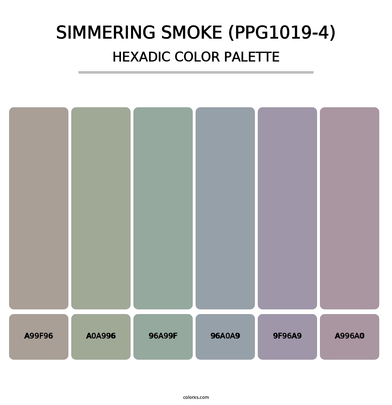 Simmering Smoke (PPG1019-4) - Hexadic Color Palette