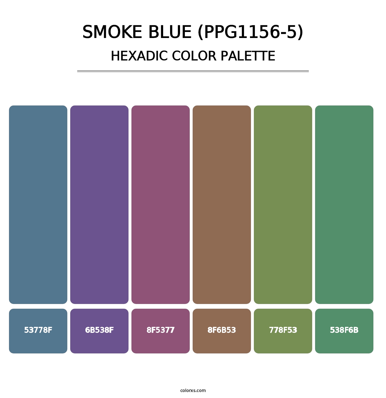 Smoke Blue (PPG1156-5) - Hexadic Color Palette