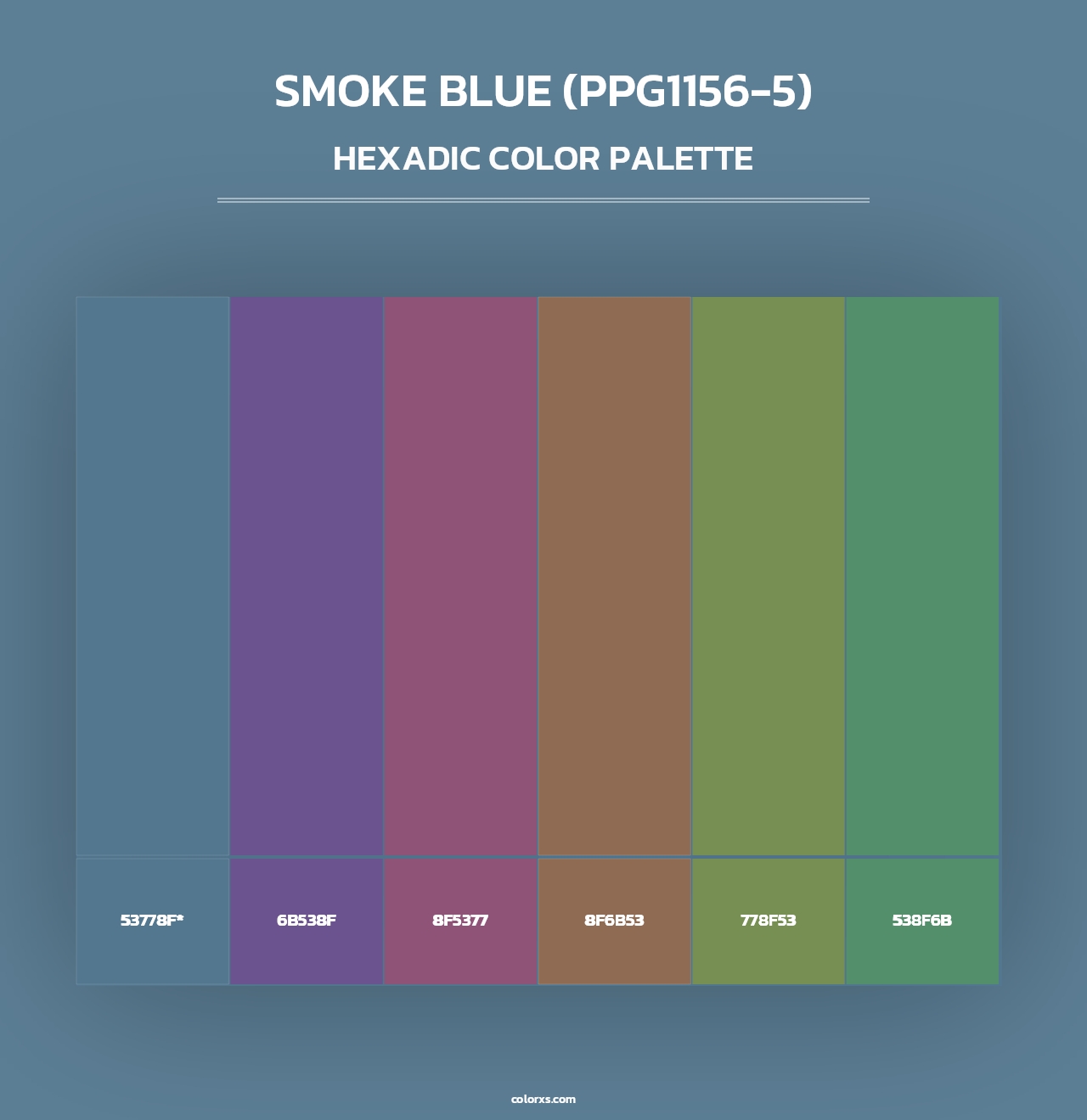 Smoke Blue (PPG1156-5) - Hexadic Color Palette