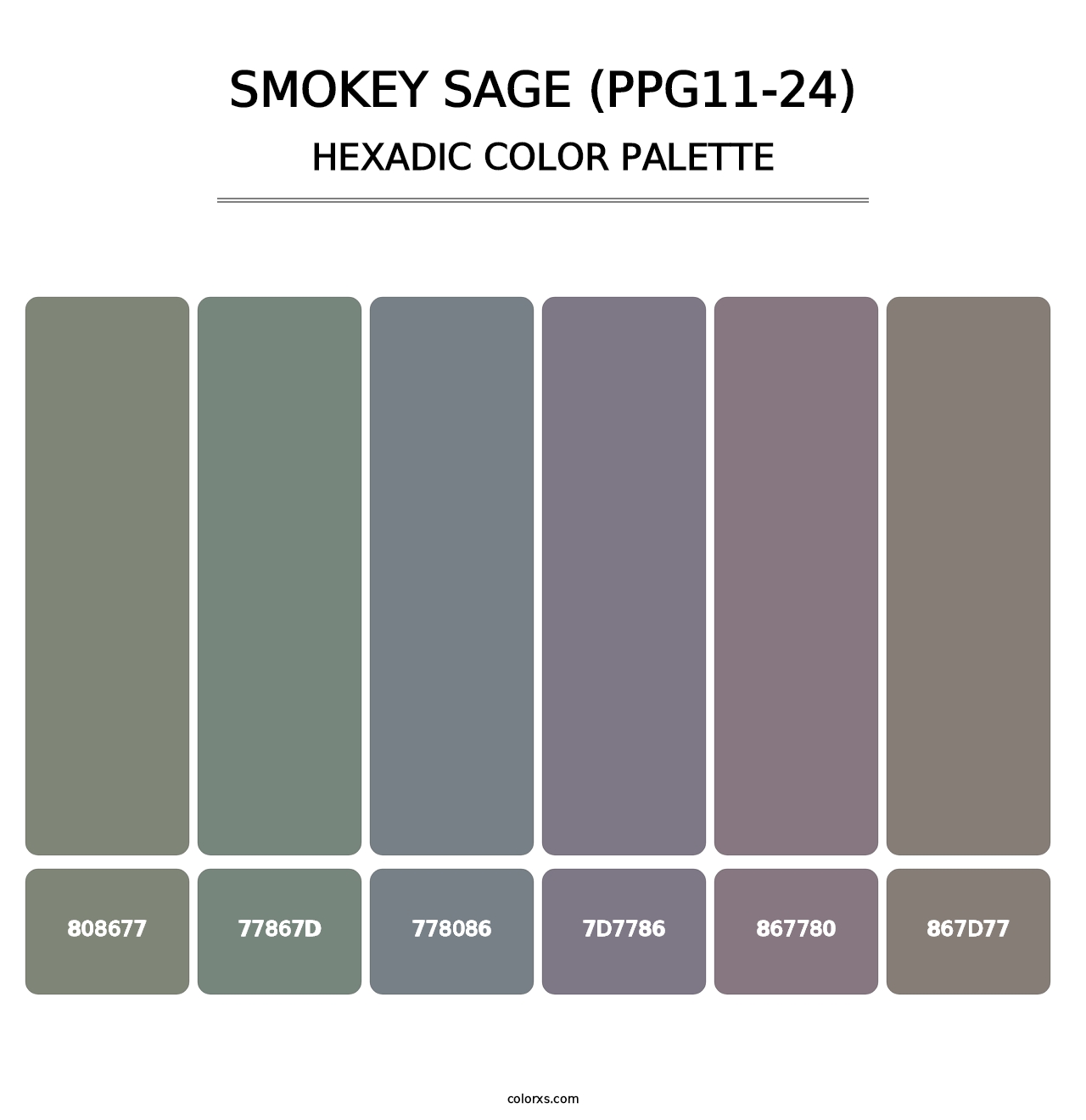 Smokey Sage (PPG11-24) - Hexadic Color Palette