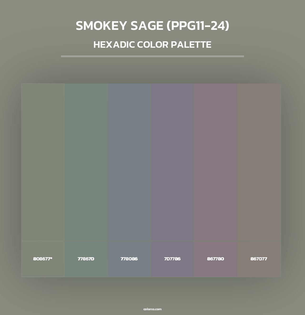Smokey Sage (PPG11-24) - Hexadic Color Palette