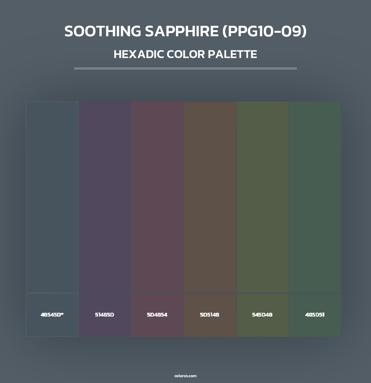 Soothing Sapphire (PPG10-09) - Hexadic Color Palette
