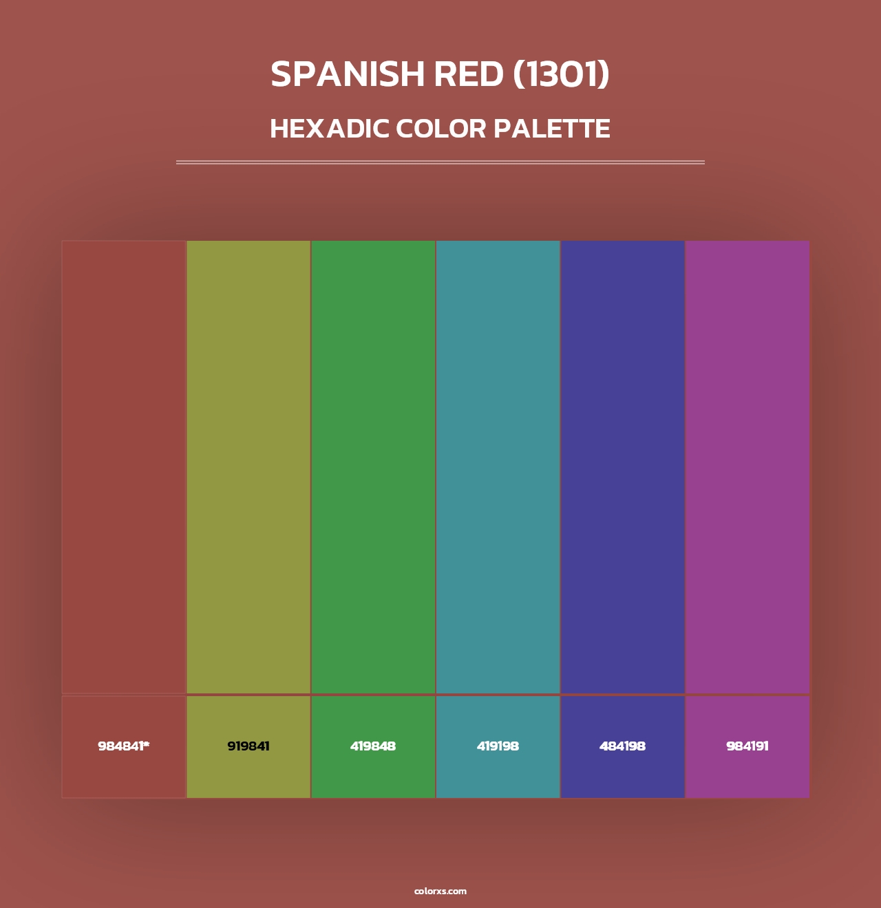 Spanish Red (1301) - Hexadic Color Palette
