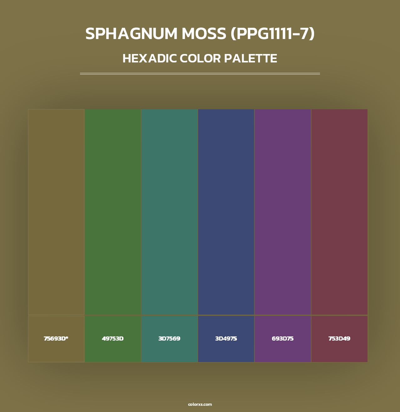 Sphagnum Moss (PPG1111-7) - Hexadic Color Palette