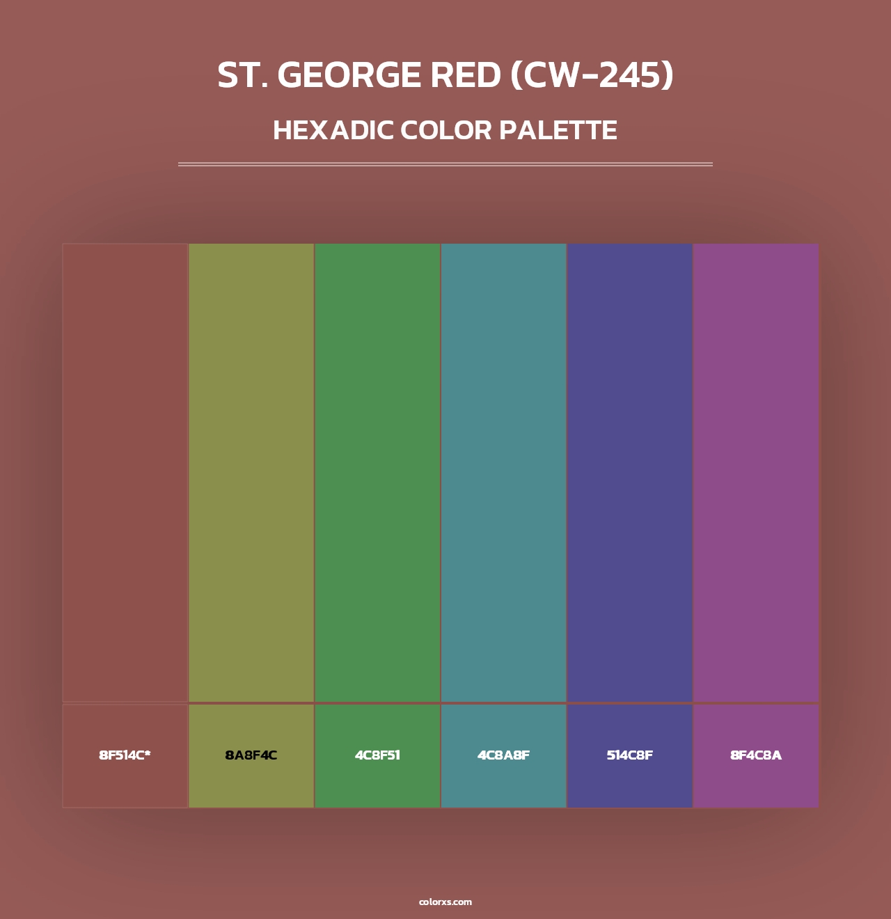 St. George Red (CW-245) - Hexadic Color Palette
