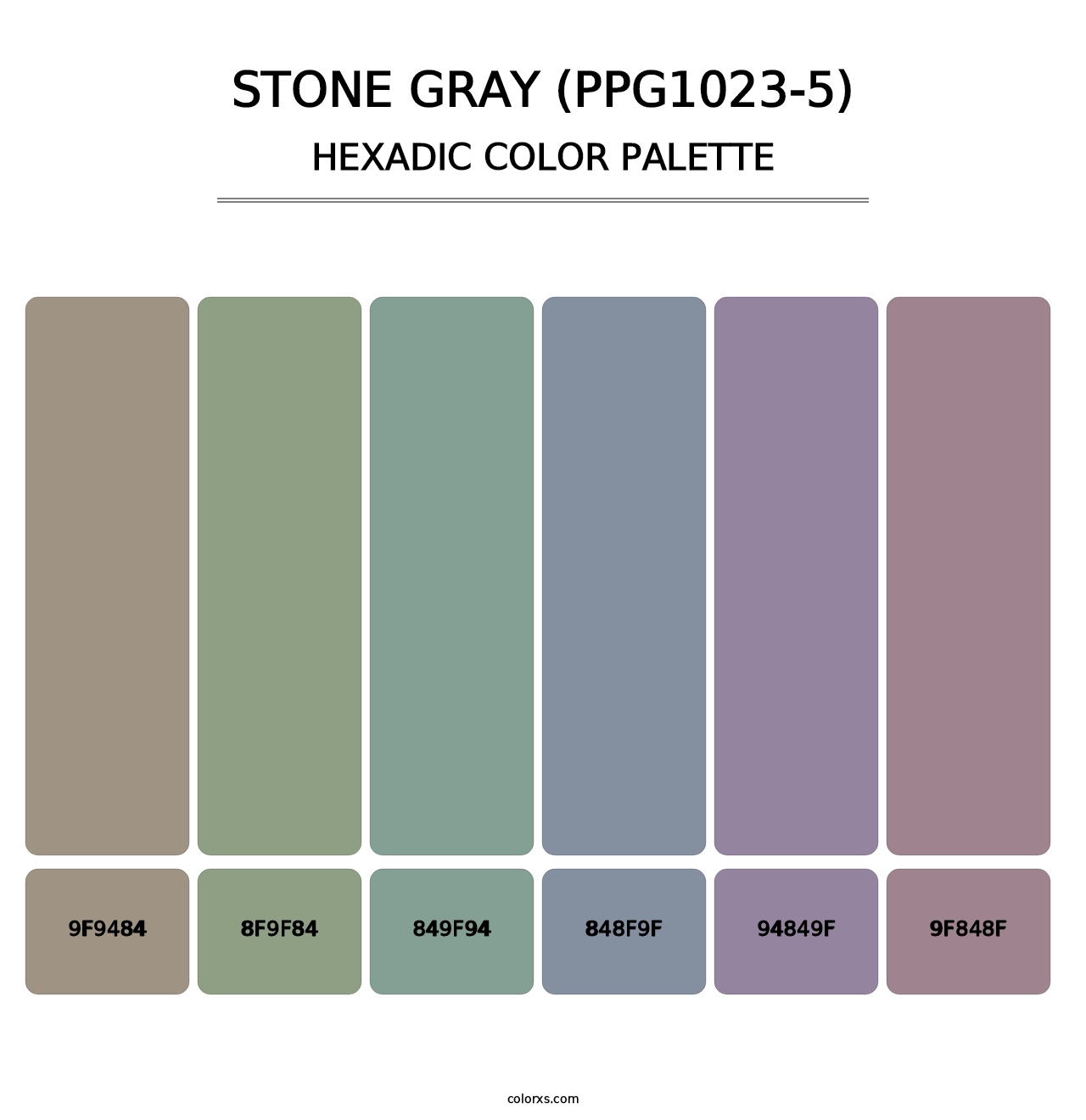 Stone Gray (PPG1023-5) - Hexadic Color Palette